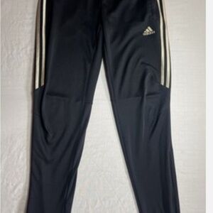 Adidas Mens Black Joggers with Gold Stripes